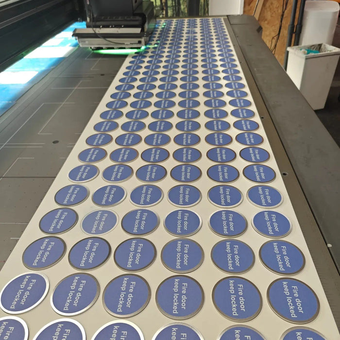 Fire Door Signage: 1,000 UV-Printed Stainless Discs