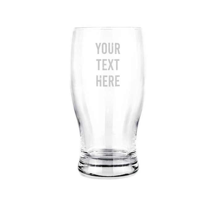 Custom engraved tulip pint glass with laser-etched logo - Trade Engraving UK