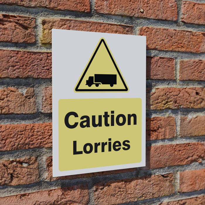 Caution Lorries safety sign