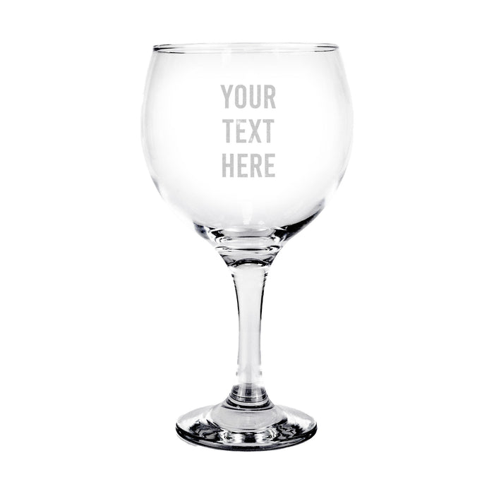 Custom engraved gin balloon glass with laser-etched branding - Trade Engraving UK