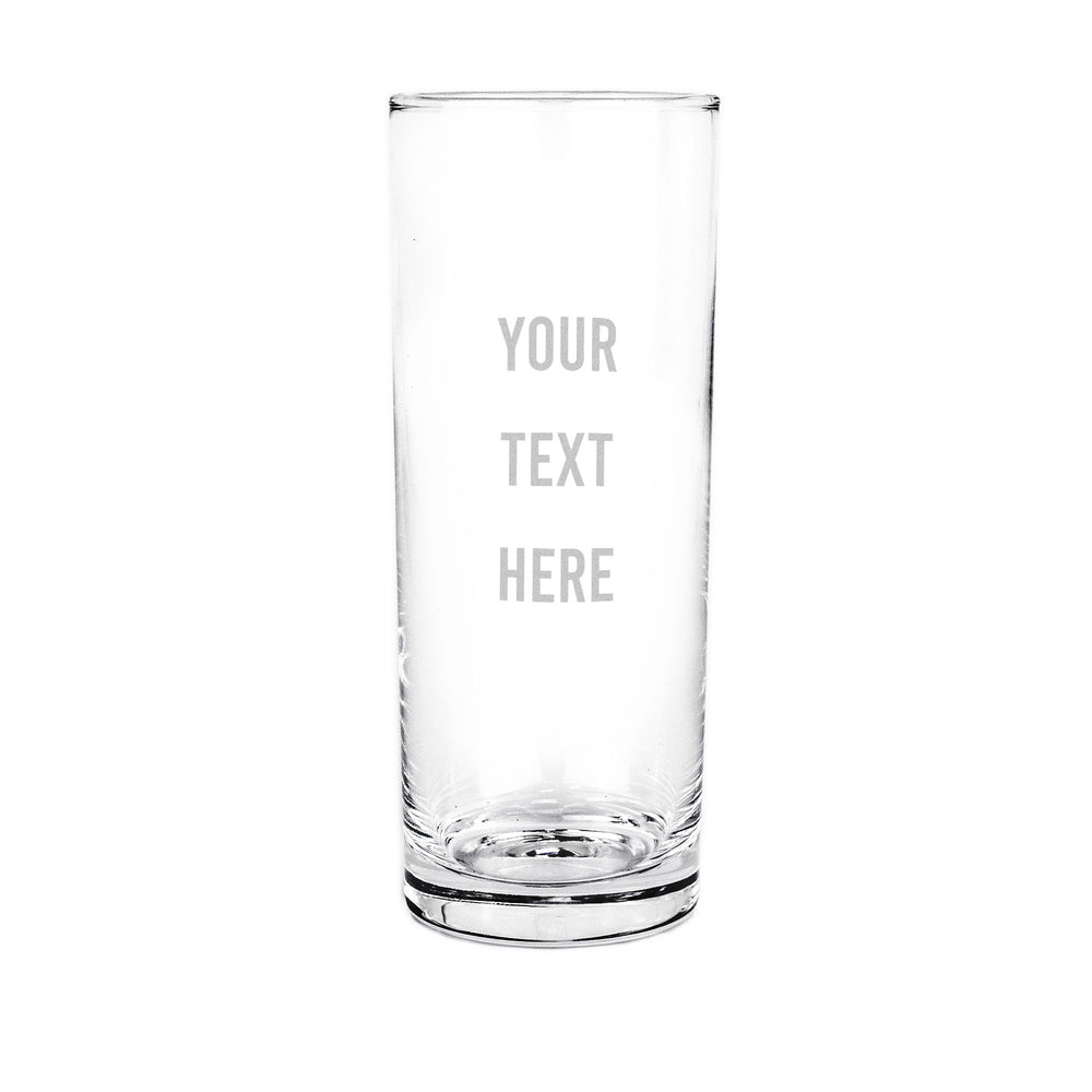 Custom engraved hiball highball glass with laser-etched branding - Trade Engraving UK