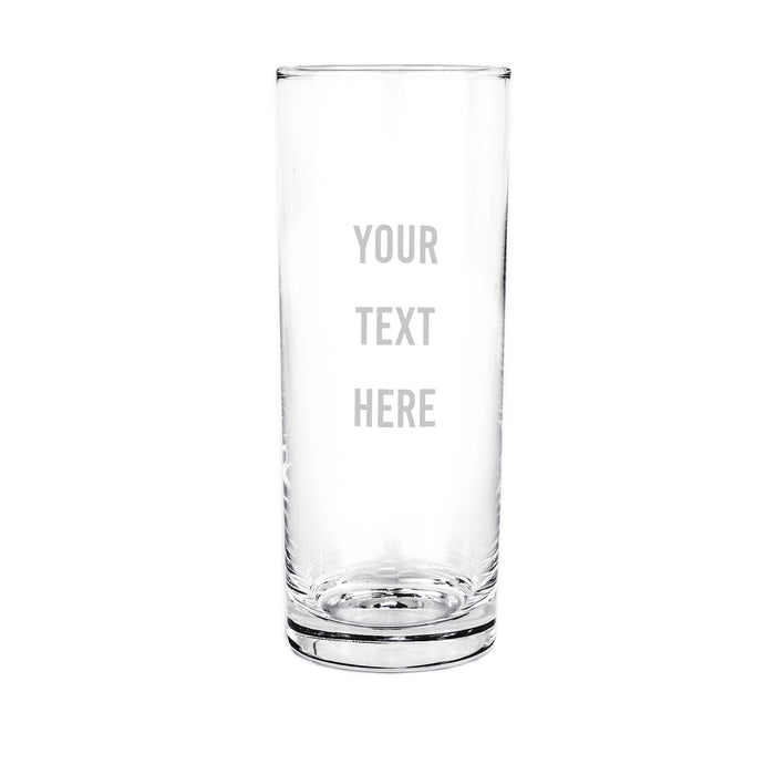 Custom engraved hiball highball glass with laser-etched branding - Trade Engraving UK