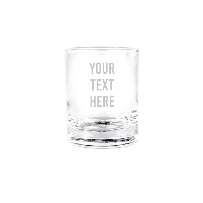 Custom engraved shot glass with laser-etched logo - Trade Engraving UK