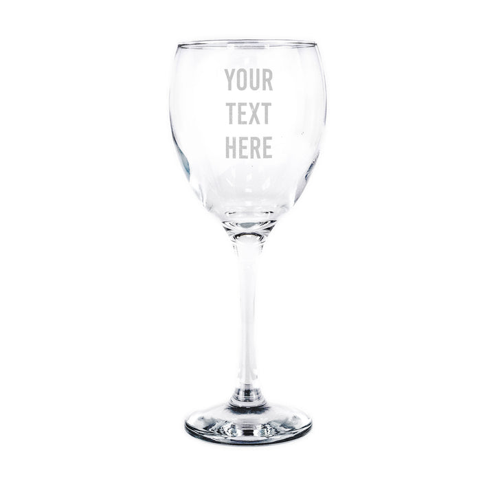 Custom engraved wine glass with laser-etched logo - Trade Engraving UK