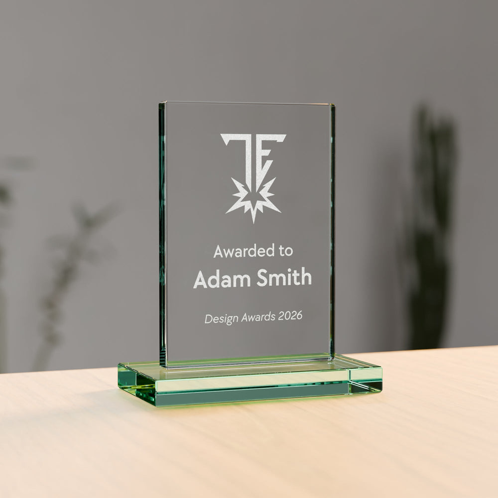 Glass Plaque Award - 110mm, engraved to order - Trade Engraving UK