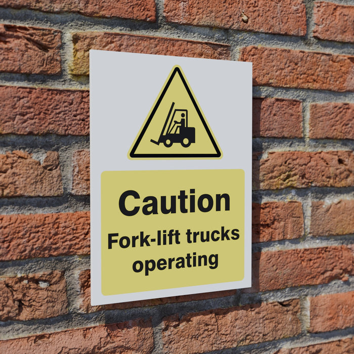 Caution Fork-Lift Trucks Operating safety sign