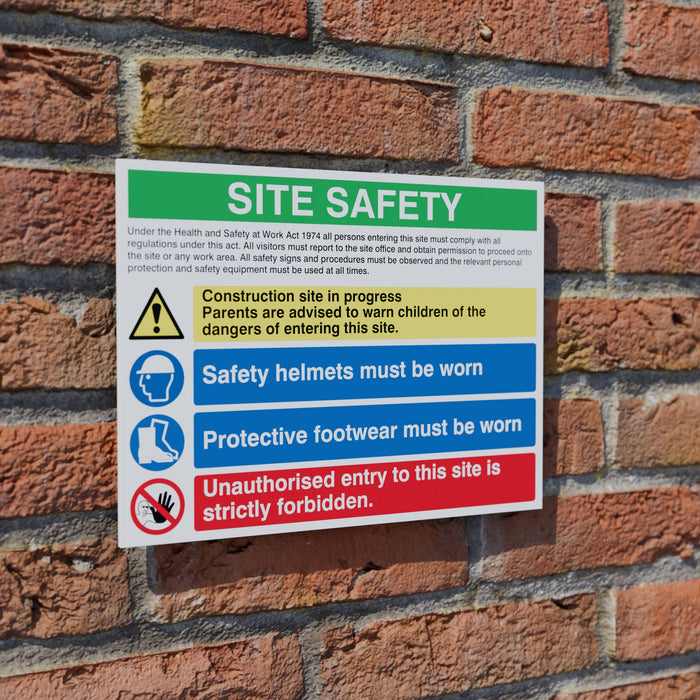 Site Safety Helmets and Footwear safety sign
