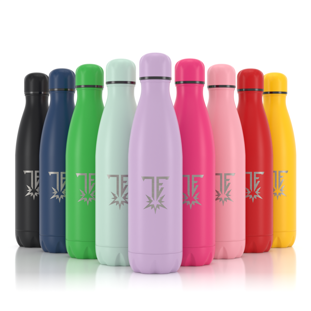 Personalised insulated water bottles laser engraved in eleven matt colours - Trade Engraving UK