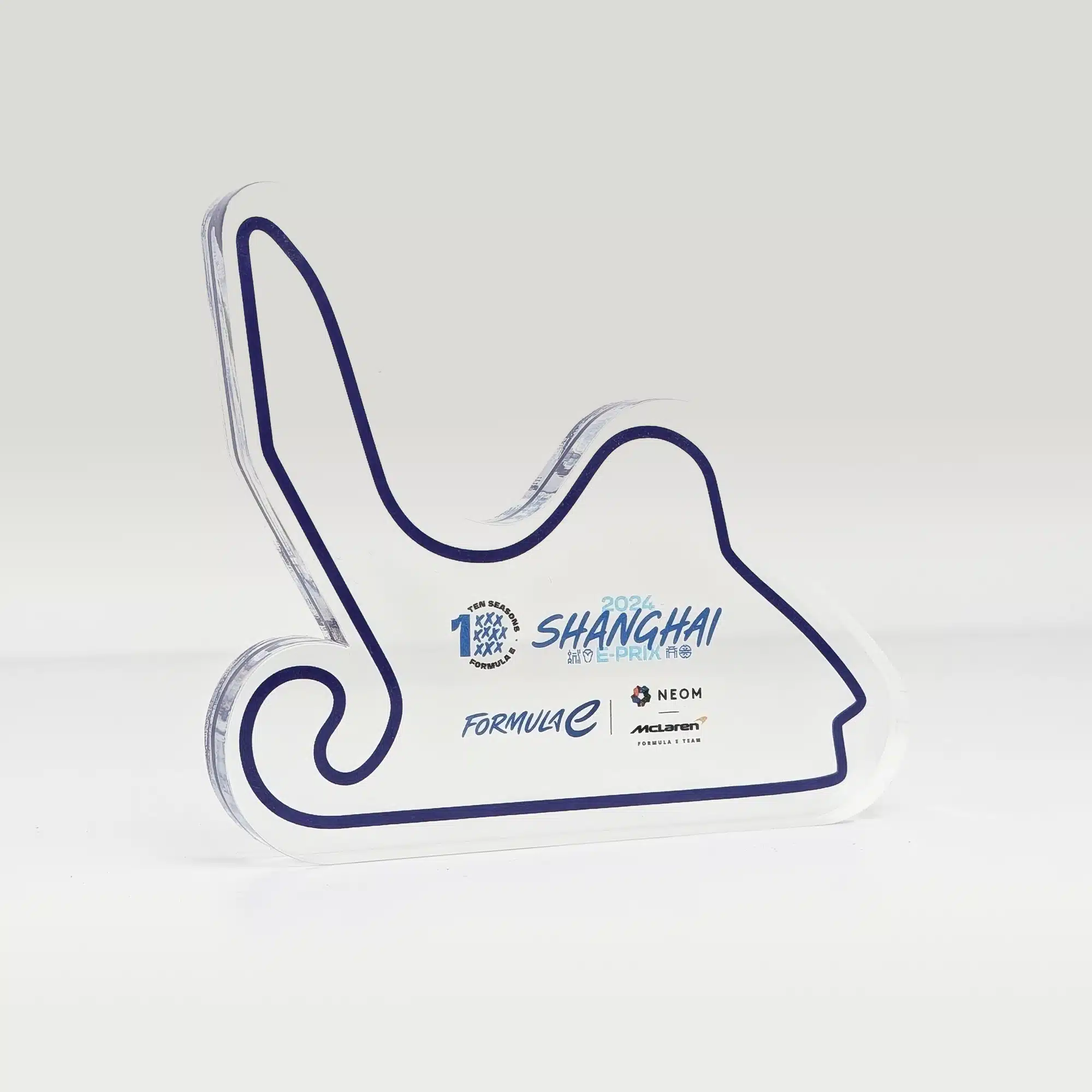 Custom acrylic award for Formula E - bespoke acrylic awards at trade prices